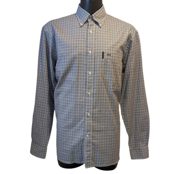 PAUL & Shark Yachting blue micro plaid button down shirt size 44 - Picture 2 of 9